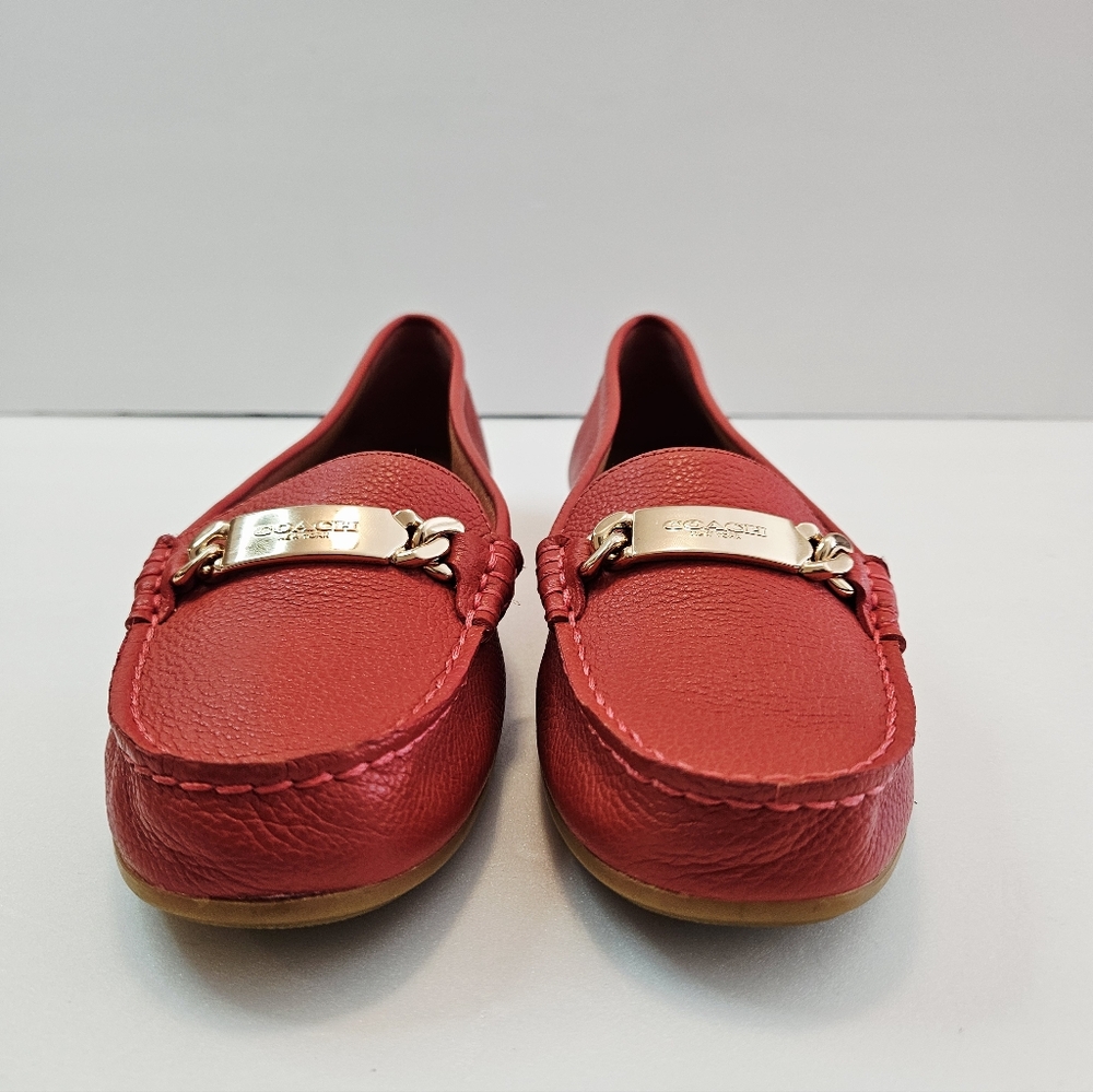 Coach Olive Loafer 8.5B Peach Pebble Grain Leather SlipOn Flat Shoes A7751 - Picture 3 of 11